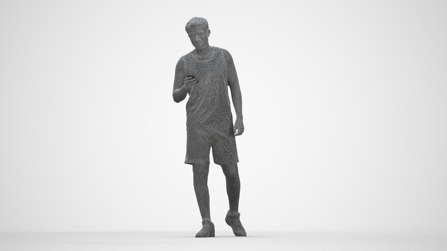scanned 3D man sport, photogrammetry people for Enscape and V-Ray, wireframe back view