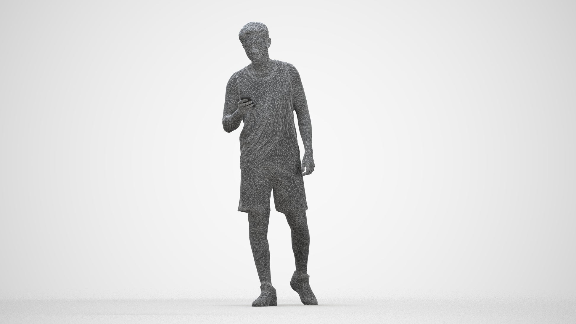 scanned 3D man sport, photogrammetry people for Enscape and V-Ray, wireframe back view