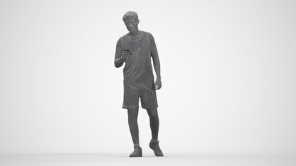scanned 3D man sport, photogrammetry people for Enscape and V-Ray, wireframe back view