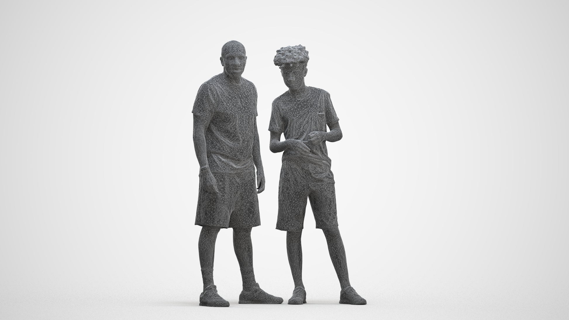 realistic 3D boy casual kids, scanned archviz people for Blender and 3ds Max, three-quarter front view render