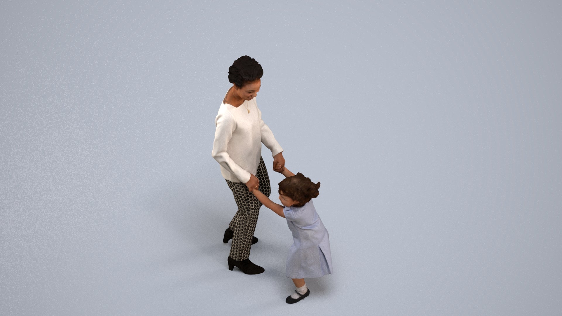 realistic 3D human girl casual kids, archviz people FBX OBJ for Blender, back view render