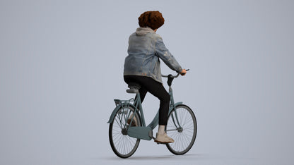 realistic 3D man casual cycling, scanned archviz people for Blender and 3ds Max, front view render
