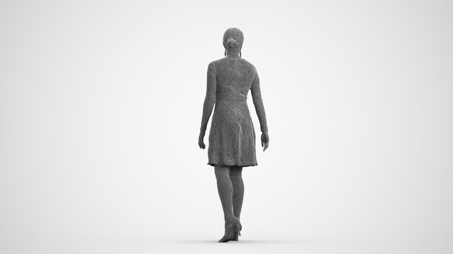 realistic 3D human woman formal formalaffairs, archviz people FBX OBJ for Blender, wireframe front view