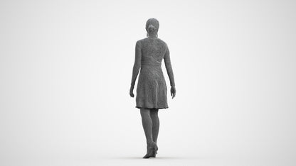 realistic 3D human woman formal formalaffairs, archviz people FBX OBJ for Blender, wireframe front view