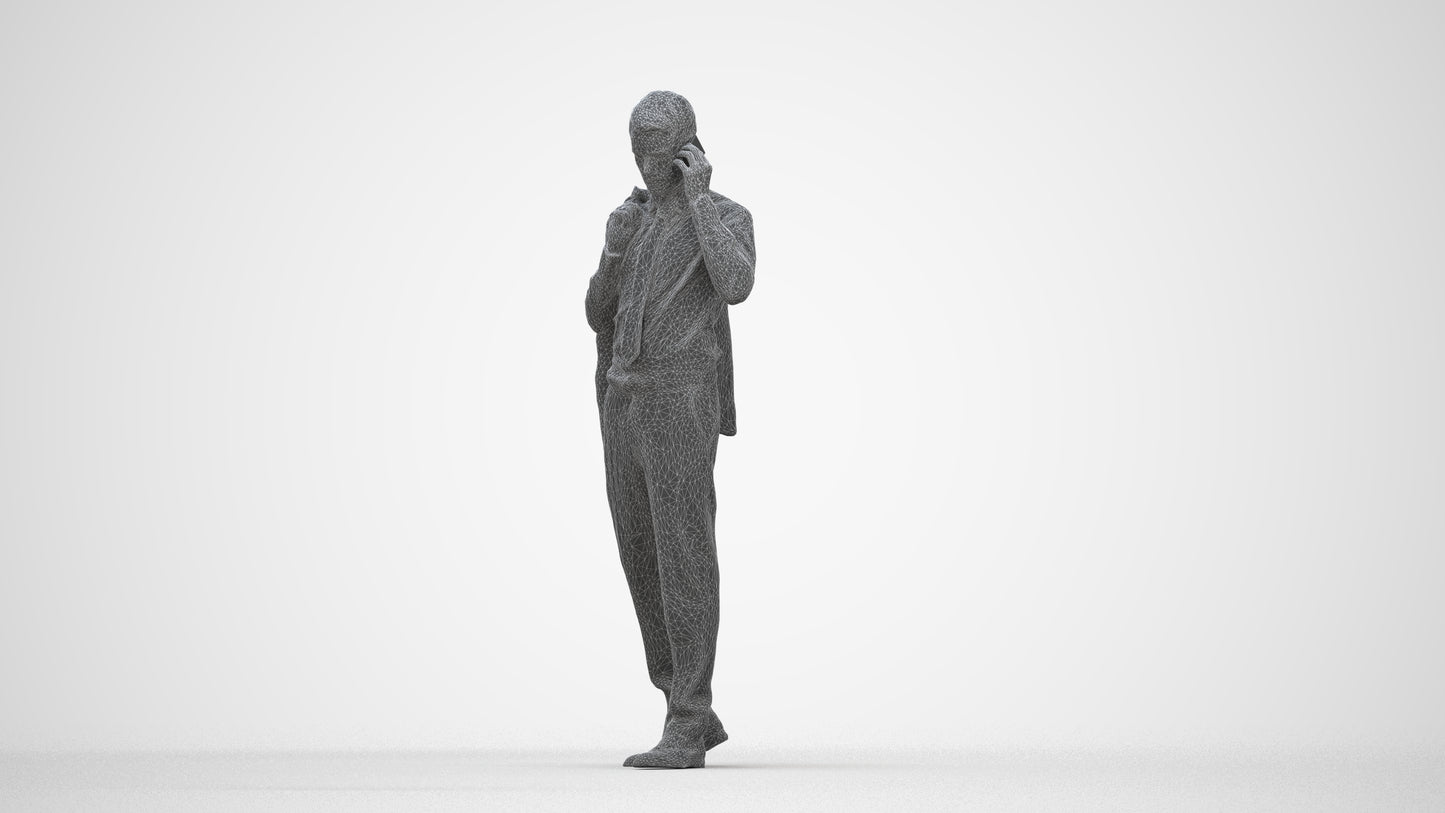 realistic 3D man business, scanned archviz people for Blender and 3ds Max, wireframe back view