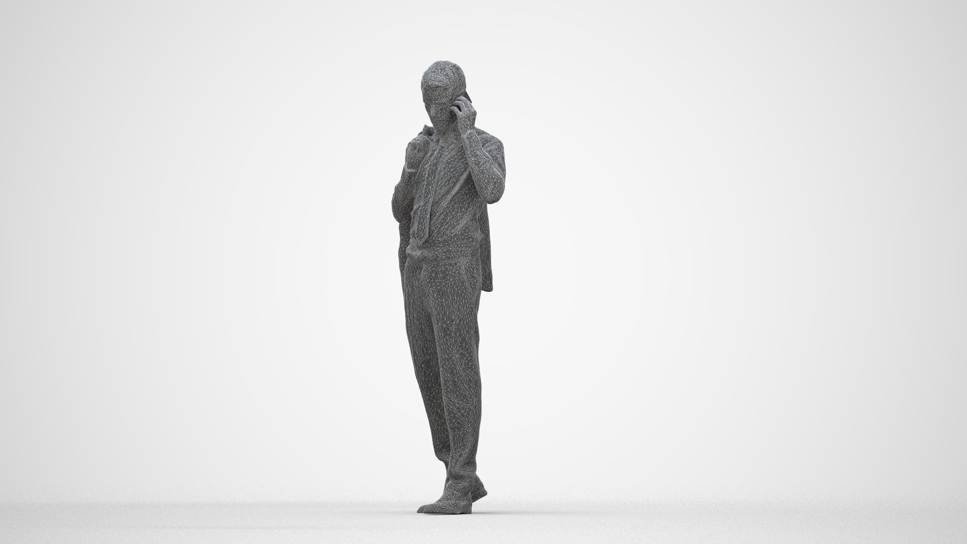 realistic 3D man business, scanned archviz people for Blender and 3ds Max, wireframe back view