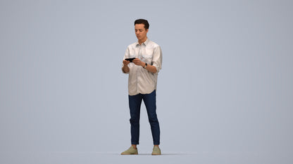3D people model man casual standing, scanned human for 3ds Max rendering, top-down view render