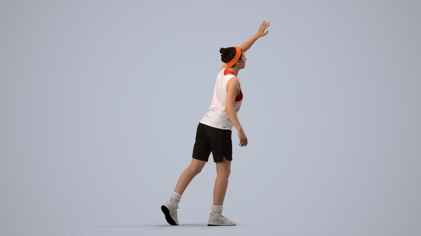 realistic 3D people woman sport, render-ready for V-Ray and Corona, FBX OBJ, side view render