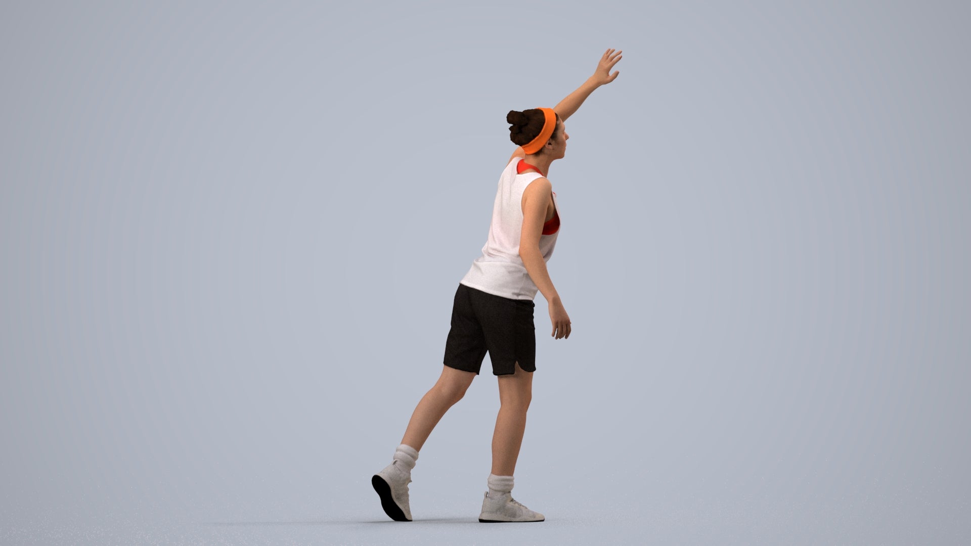 realistic 3D people woman sport, render-ready for V-Ray and Corona, FBX OBJ, side view render