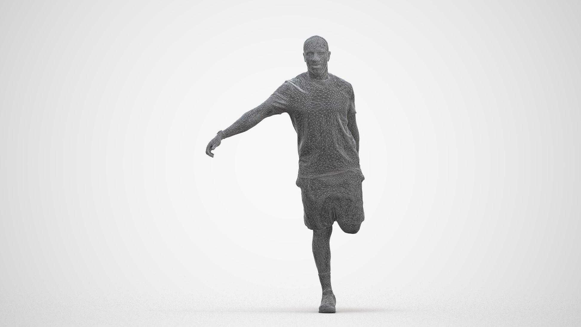 scanned 3D man sport, photogrammetry people for Enscape and V-Ray, three-quarter front view render