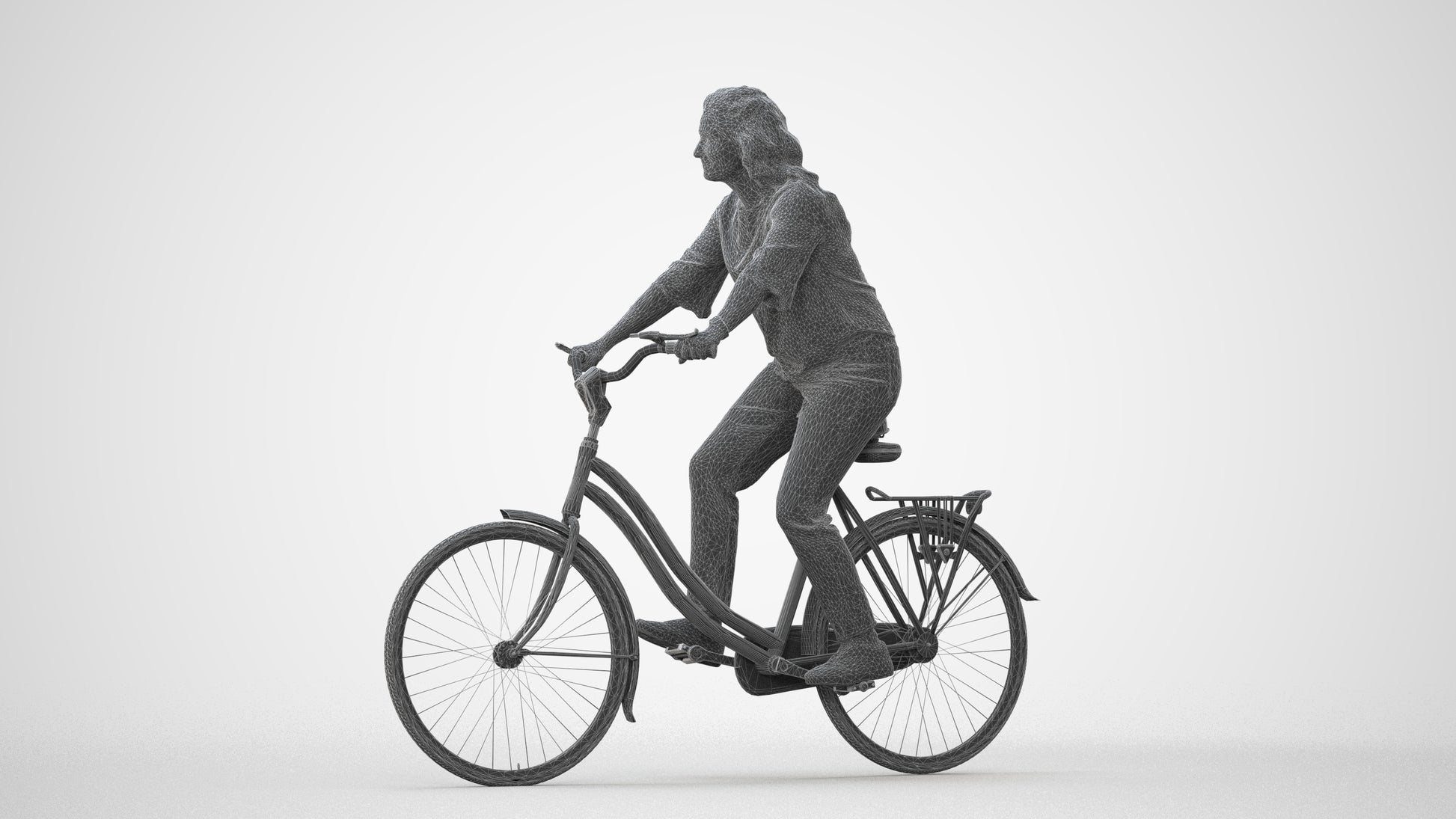 scanned 3D woman casual cycling, photogrammetry people for Enscape and V-Ray, square thumbnail
