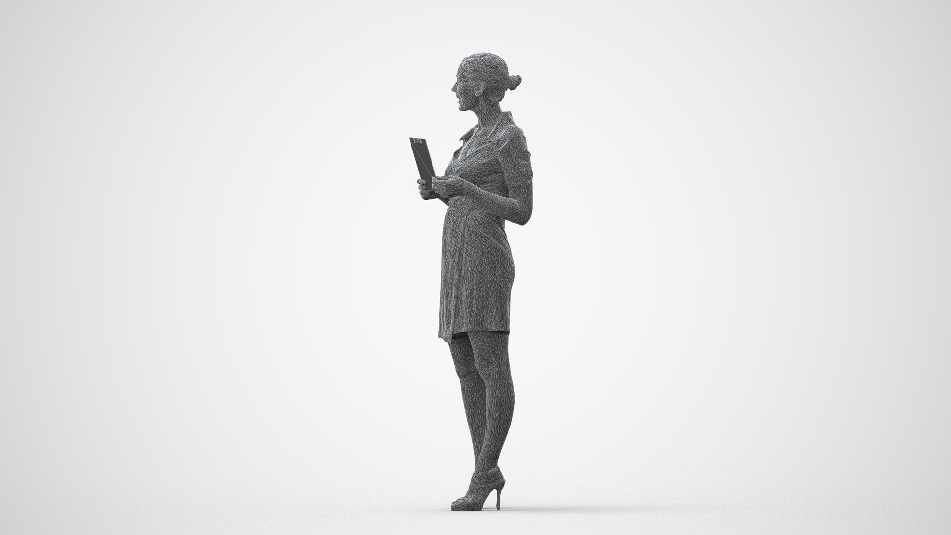 3D people model woman business standing, scanned human for 3ds Max rendering, square thumbnail