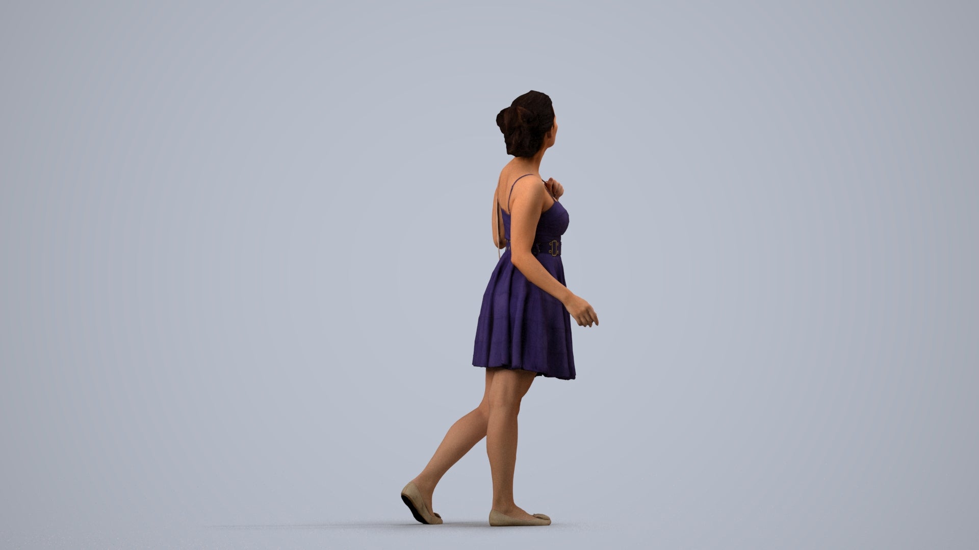 realistic 3D woman formal formalaffairs, scanned archviz people for Blender and 3ds Max, side view render
