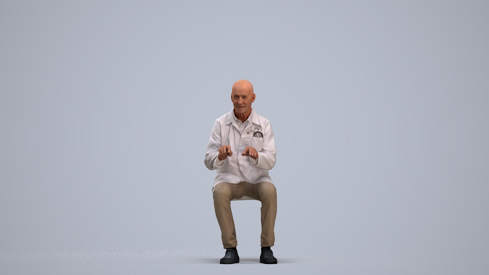 scanned 3D senior man medical, photogrammetry people for Enscape and V-Ray, standing pose render