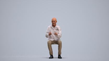 scanned 3D senior man medical, photogrammetry people for Enscape and V-Ray, standing pose render