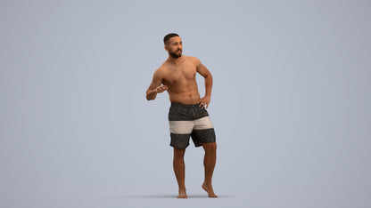 realistic 3D human man pool, archviz people FBX OBJ for Blender, standing pose render