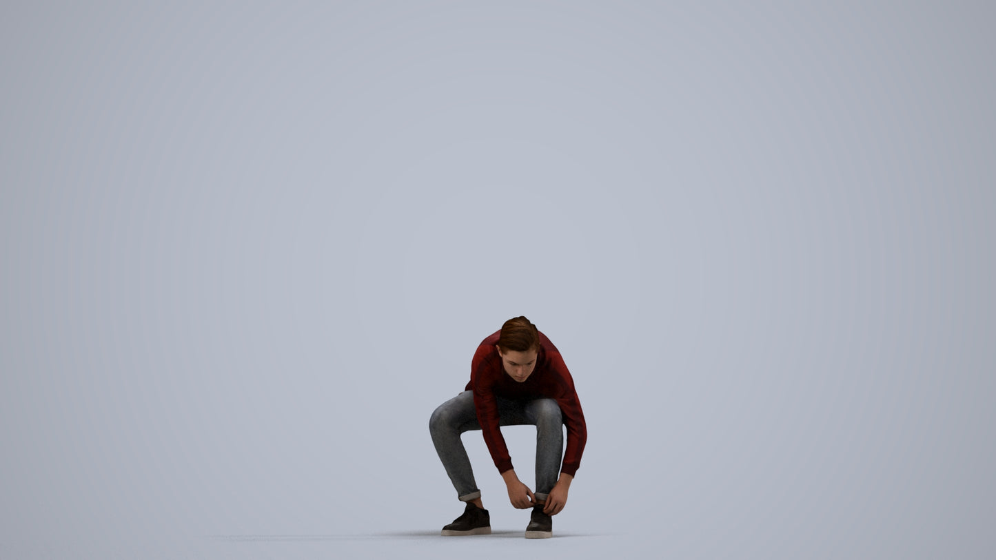3D scanned boy kids casual, photorealistic archviz people for Enscape and SketchUp, side view render