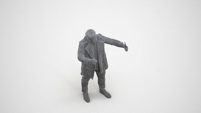 scanned 3D man casual standing, photogrammetry people for Enscape and V-Ray, wireframe three-quarter view