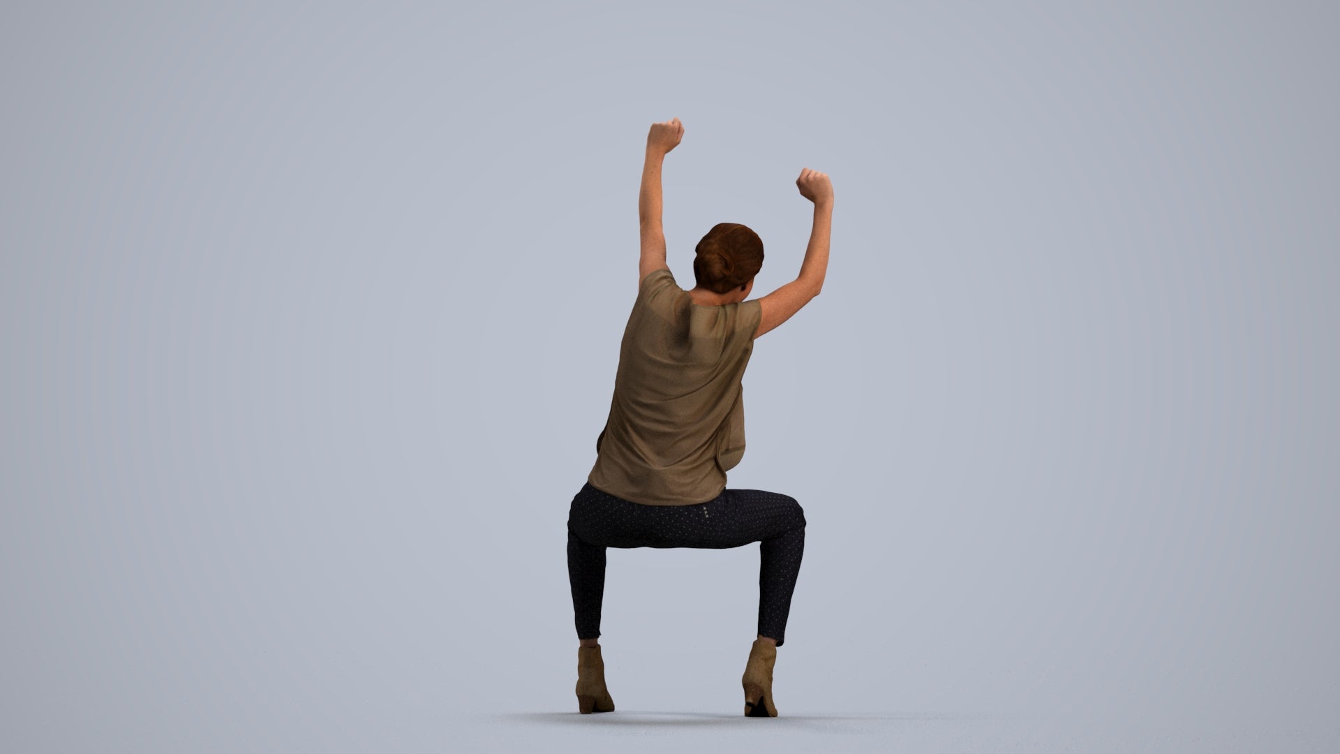 realistic 3D people woman casual sitting, render-ready for V-Ray and Corona, FBX OBJ, front view render