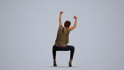 realistic 3D people woman casual sitting, render-ready for V-Ray and Corona, FBX OBJ, front view render