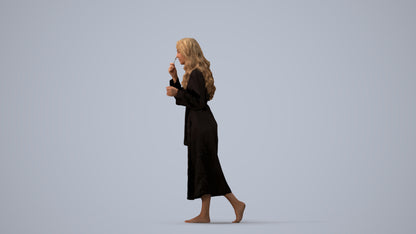 realistic 3D woman casual bathroom, scanned archviz people for Blender and 3ds Max, three-quarter view render