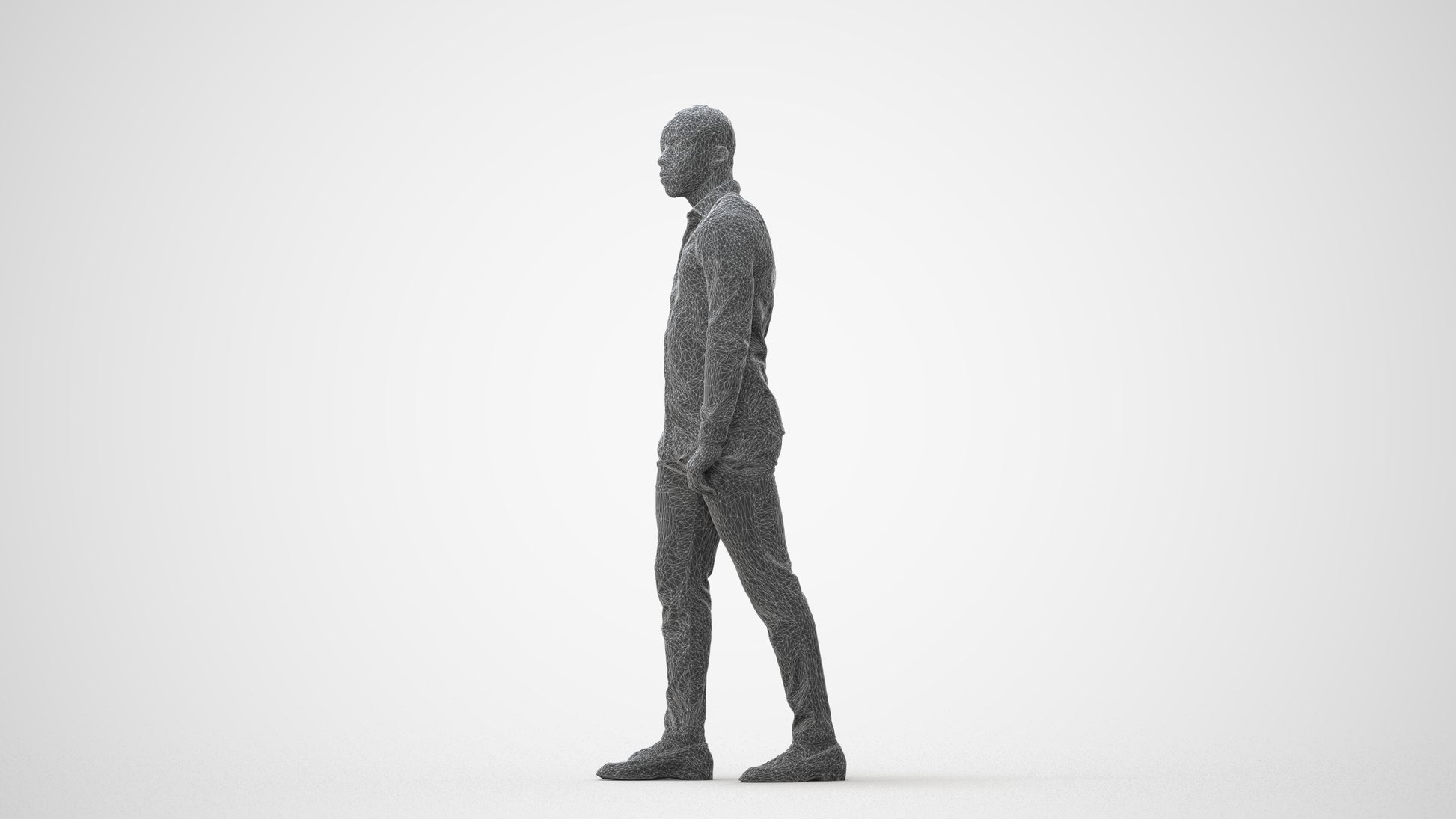 photogrammetry 3D man business walking, realistic human model archviz FBX, square thumbnail
