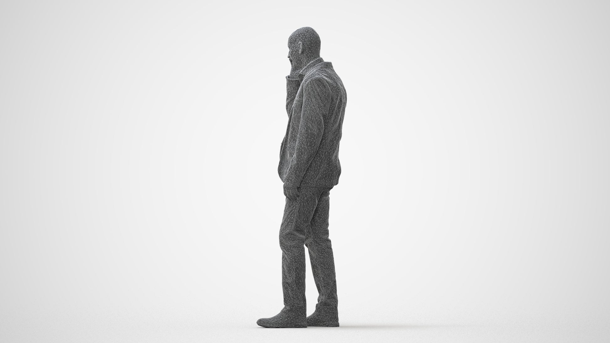 scanned 3D senior man business, photogrammetry people for Enscape and V-Ray, square thumbnail