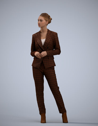 realistic 3D human woman business standing, archviz people FBX OBJ for Blender