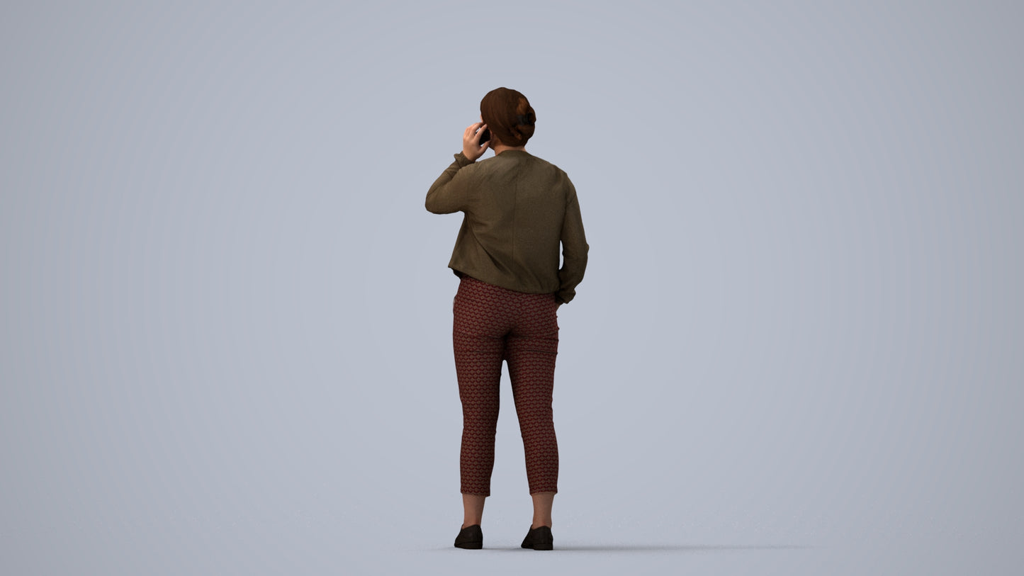scanned 3D woman casual standing, photogrammetry people for Enscape and V-Ray, three-quarter view render