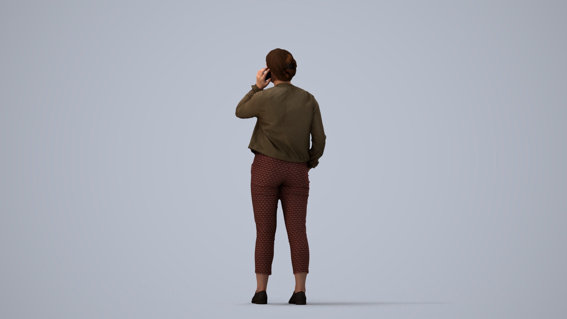 scanned 3D woman casual standing, photogrammetry people for Enscape and V-Ray, three-quarter view render