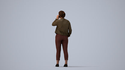 scanned 3D woman casual standing, photogrammetry people for Enscape and V-Ray, three-quarter view render