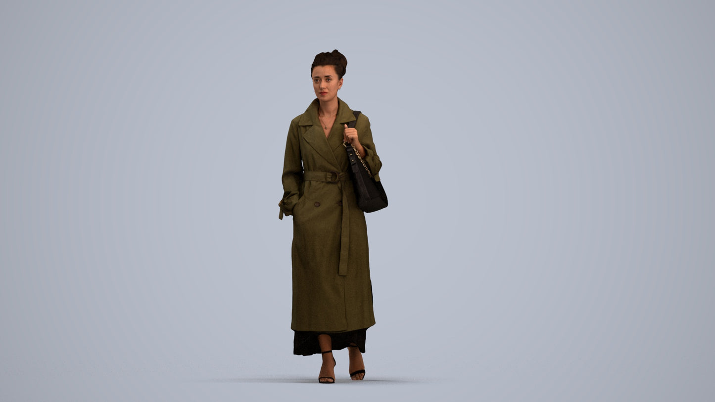 photogrammetry 3D woman casual walking, realistic human model archviz FBX, standing pose render