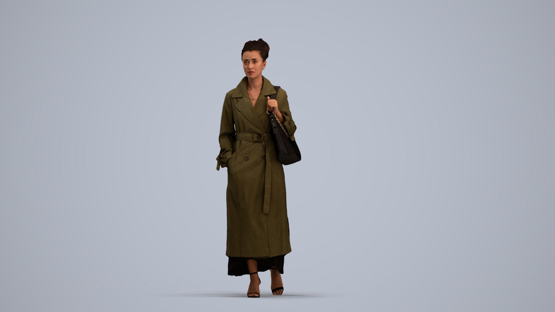 photogrammetry 3D woman casual walking, realistic human model archviz FBX, standing pose render