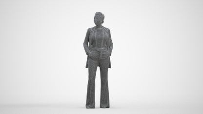 3D people model woman business standing, scanned human for 3ds Max rendering, three-quarter front view render