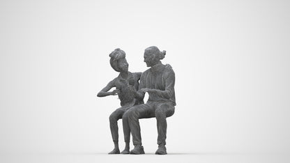 scanned 3D man casual couple, photogrammetry people for Enscape and V-Ray, wireframe back view