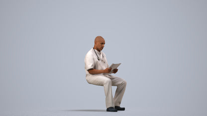 photogrammetry 3D man medical, realistic human model archviz FBX, side view render