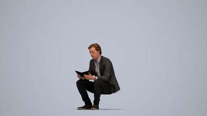 realistic 3D man business, scanned archviz people for Blender and 3ds Max, top-down view render