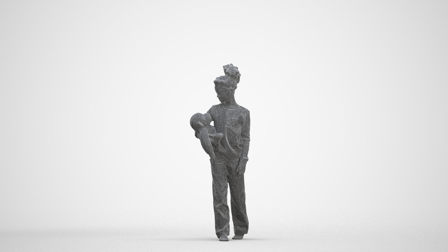 realistic 3D people girl kids, render-ready for V-Ray and Corona, FBX OBJ, three-quarter front view render