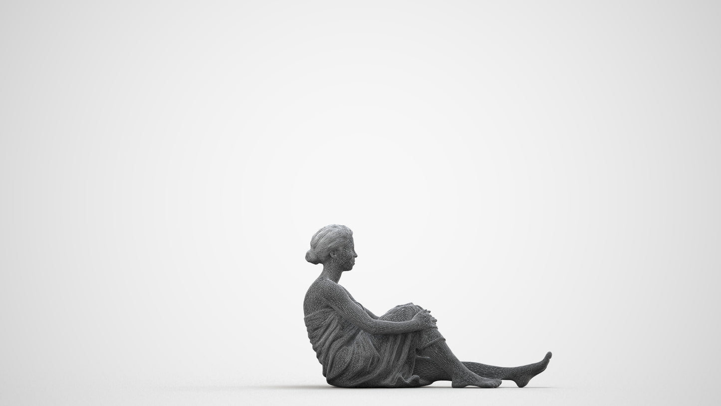3D scanned woman sport, photorealistic archviz people for Enscape and SketchUp, wireframe side view