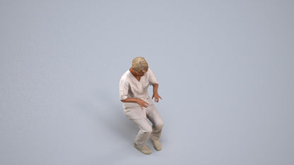 realistic 3D human senior woman medical, archviz people FBX OBJ for Blender, back view render