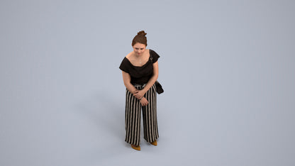 3D people model woman casual standing, scanned human for 3ds Max rendering, back view render