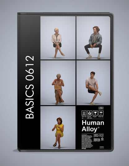 realistic 3D humans sitting pack, 5 archviz people FBX OBJ for Blender