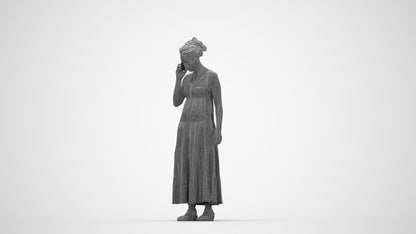 3D people model woman casual standing, scanned human for 3ds Max rendering, wireframe back view
