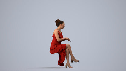 photogrammetry 3D woman formal formalaffairs, realistic human model archviz FBX, side view render