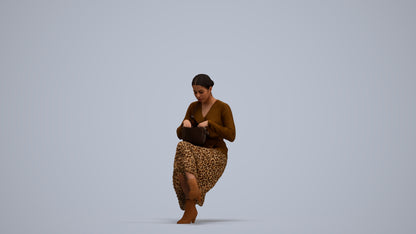 realistic 3D human woman casual sitting, archviz people FBX OBJ for Blender, standing pose render