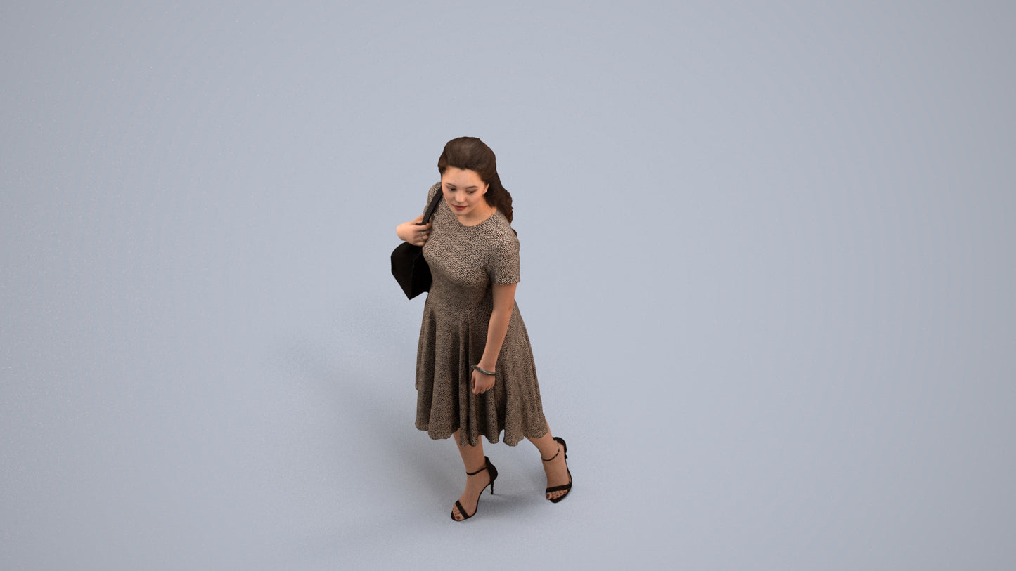 scanned 3D woman casual walking, photogrammetry people for Enscape and V-Ray, back view render