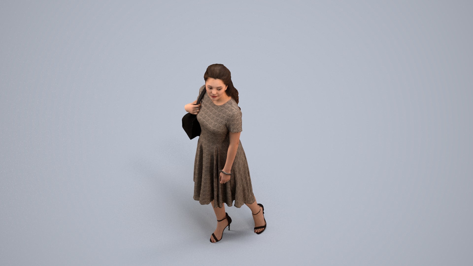 scanned 3D woman casual walking, photogrammetry people for Enscape and V-Ray, back view render
