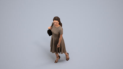 scanned 3D woman casual walking, photogrammetry people for Enscape and V-Ray, back view render