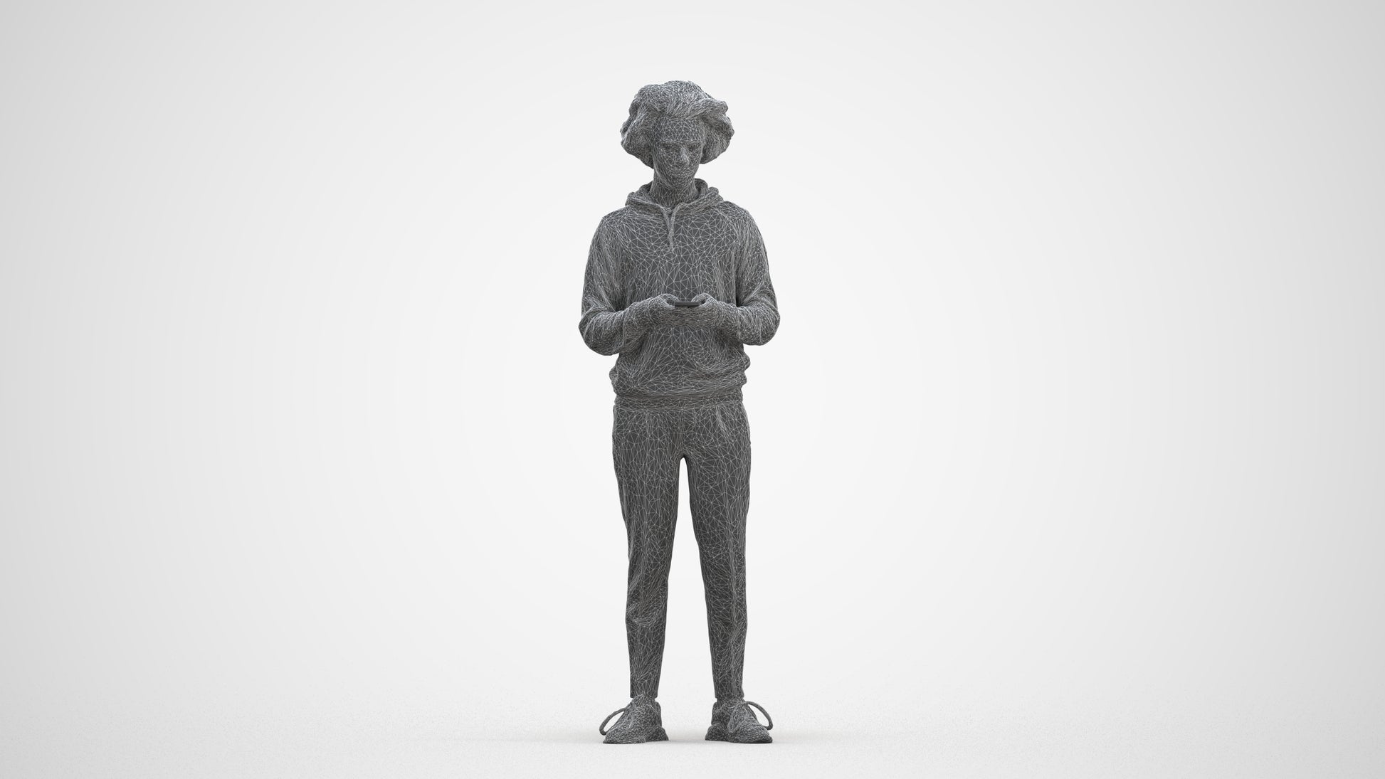 3D people model man casual standing, scanned human for 3ds Max rendering, three-quarter front view render