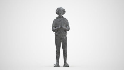 3D people model man casual standing, scanned human for 3ds Max rendering, three-quarter front view render